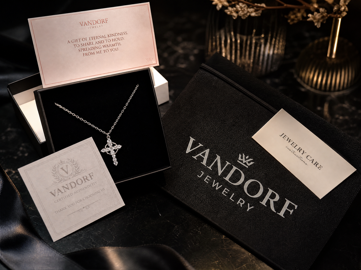 Vandorf Signature Brilliant-Cut Cross Pendant & Chain