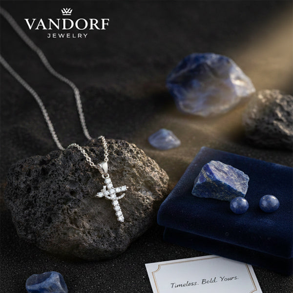 Vandorf Signature Brilliant-Cut Cross Pendant & Chain