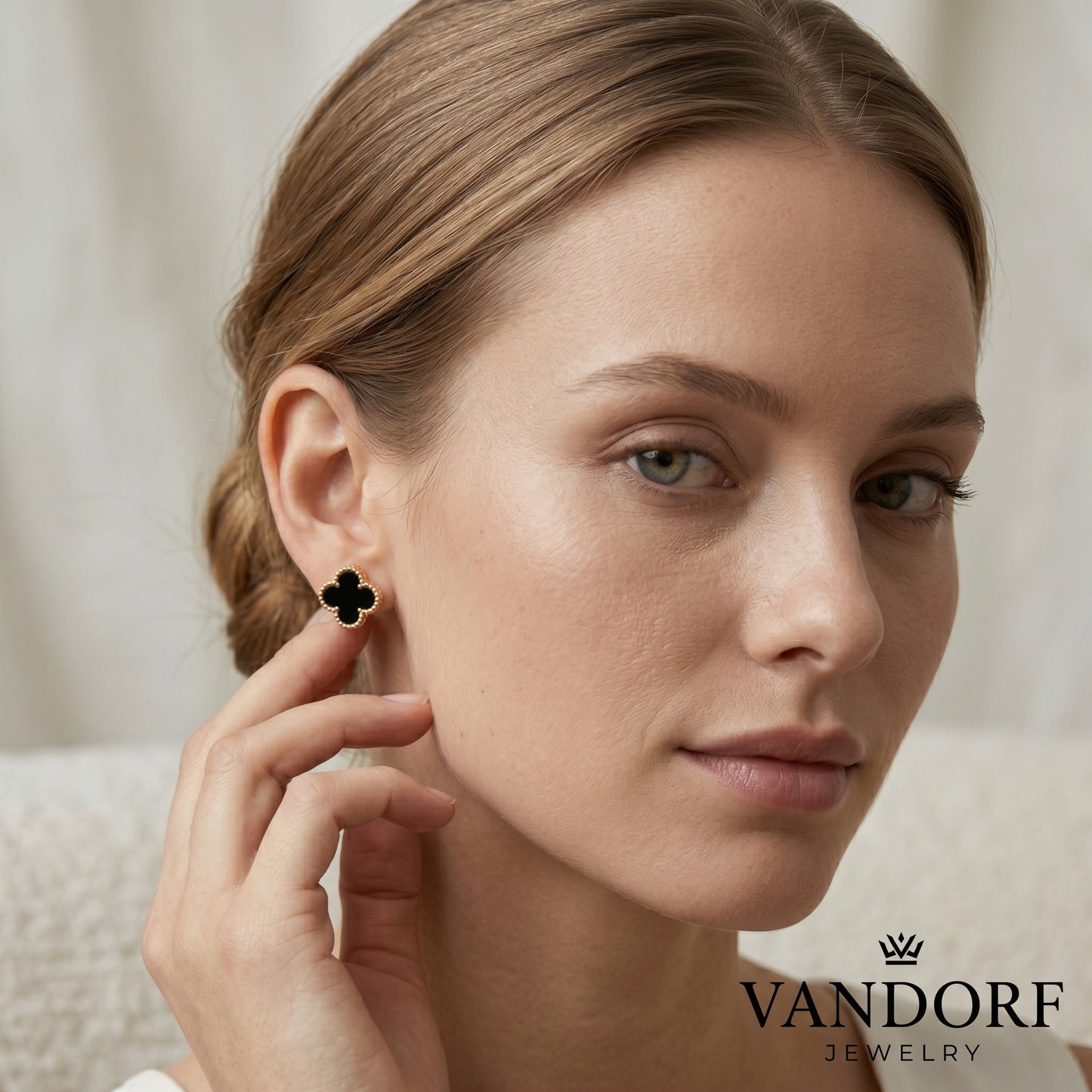 Midnight Clover Stud Earrings