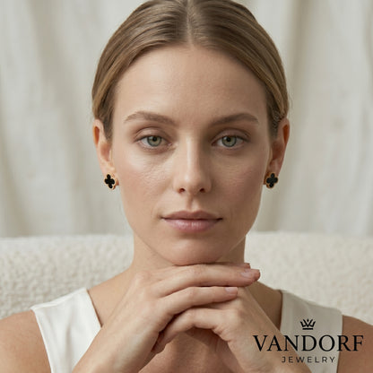 Midnight Clover Stud Earrings