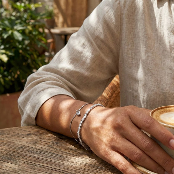 THE ICY Duo - Heart Charm & Icy Tennis Bracelet