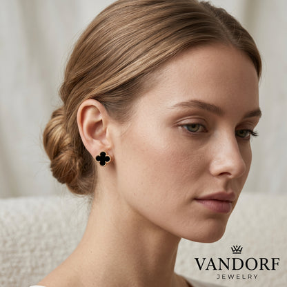 Midnight Clover Stud Earrings