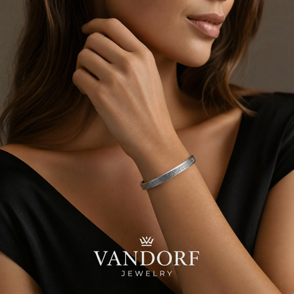 The "Faith Over Fear" Inscribed Cuff – Titanium Islamic Bracelet